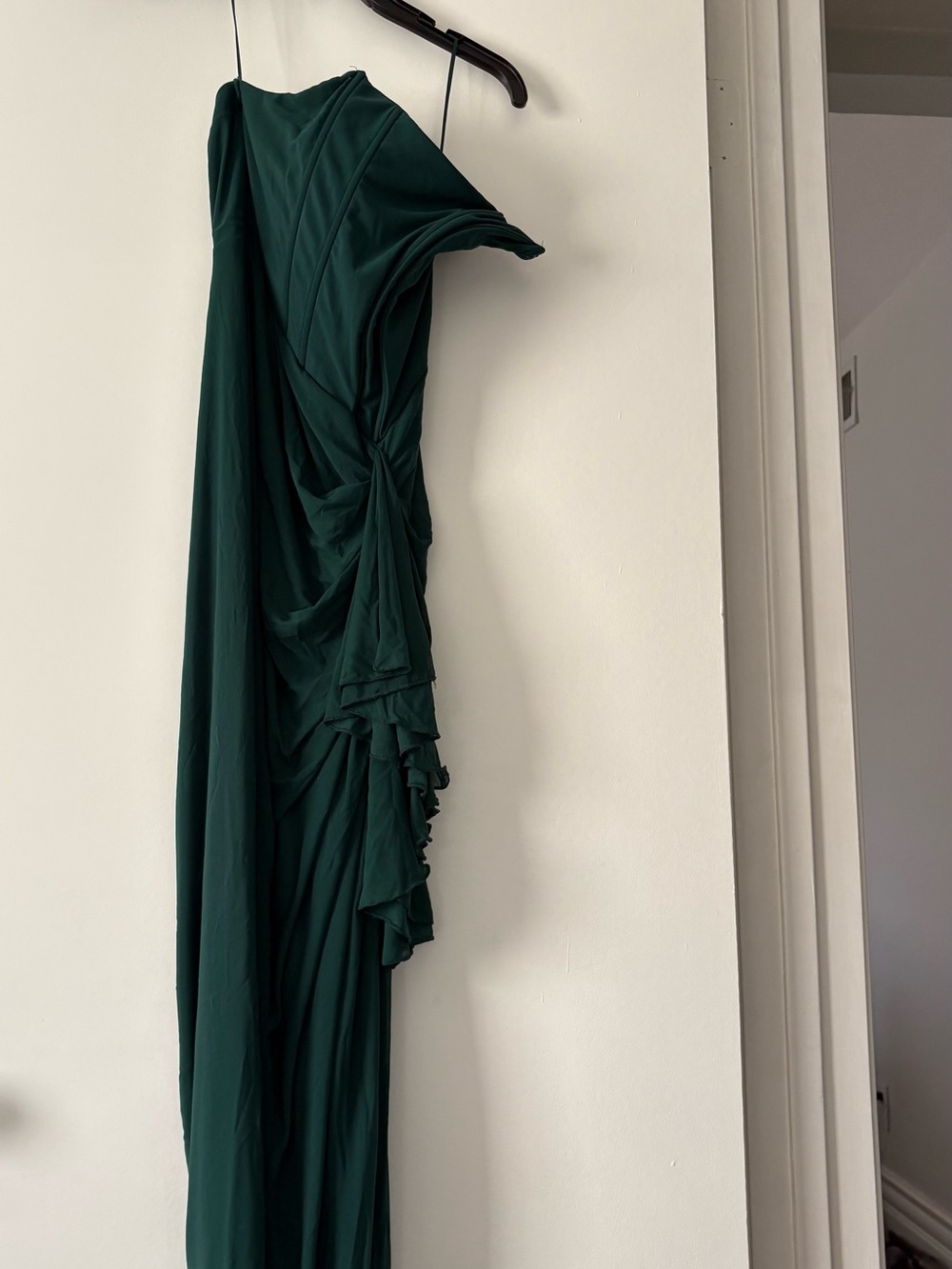 Haute Monde Dark Green Strapless Ruched Gown